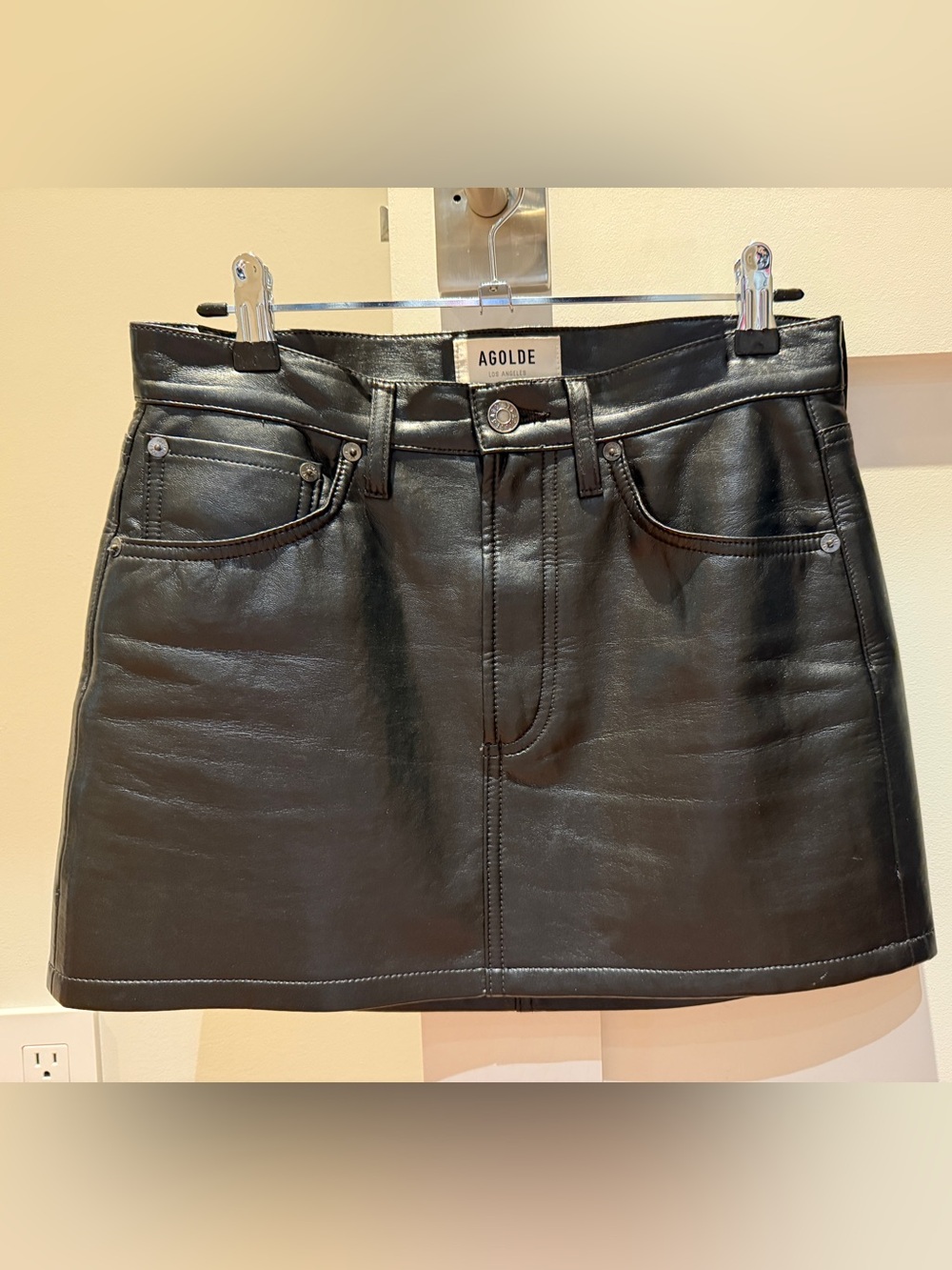 AGOLDE Liv leather mini skirt